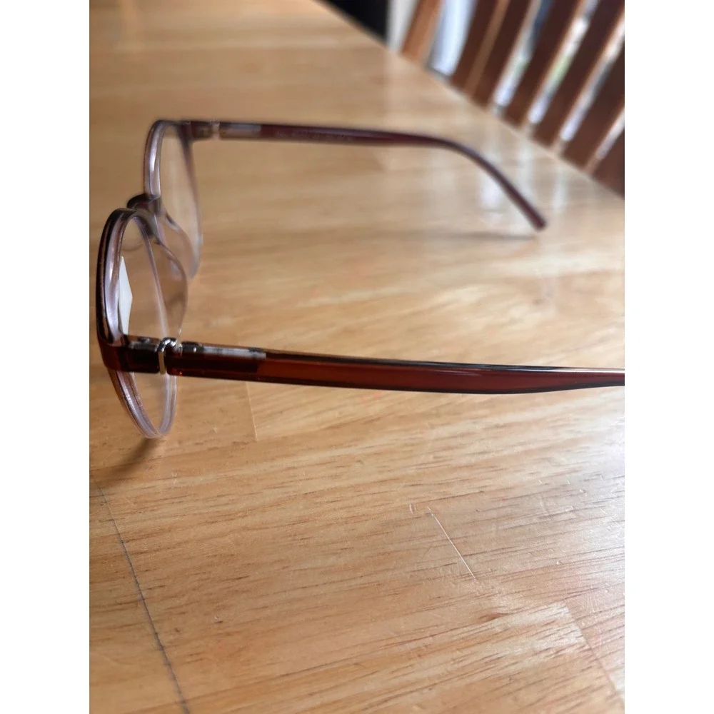 Designed in Italy Blue Light Glasses Unisex OS Brown Gradient NEW Round Frame